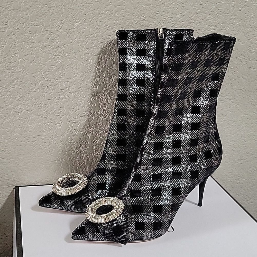 Gedebe Sakara Glitter Check Boots size 39.5